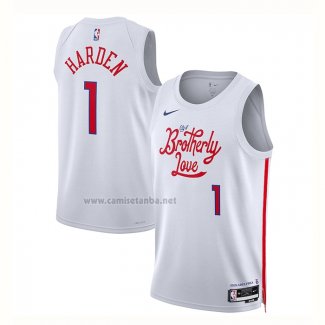 Camiseta Philadelphia 76ers James Harden #1 Ciudad 2022-23 Blanco