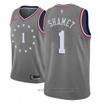 Camiseta Philadelphia 76ers Landry Shamet #1 Ciudad 2018-19 Gris