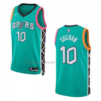 Camiseta San Antonio Spurs Jeremy Sochan #10 Ciudad 2022-23 Verde