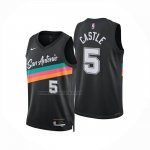 Camiseta San Antonio Spurs Stephon Castle NO 5 Ciudad 2025-26 Negro