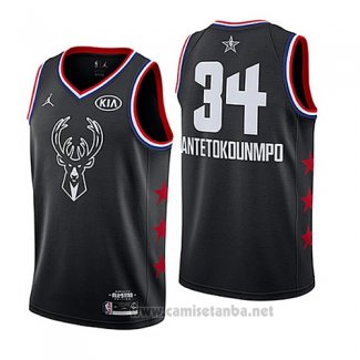 Camiseta All Star 2019 Milwaukee Bucks Giannis Antetokounmpo #34 Negro