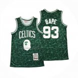 Camiseta Boston Celtics Bape NO 93 Slap Sticker Mitchell & Ness 1985-86 Verde