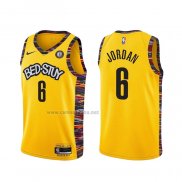 Camiseta Brooklyn Nets Deandre Jordan #6 Ciudad 2020-21 Amarillo