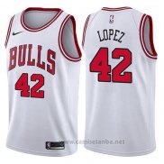 Camiseta Chicago Bulls Robin Lopez #42 Association 2017-18 Blanco