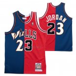 Camiseta Chicago Bulls Washington Wizards Michael Jordan #23 Split Azul Rojo