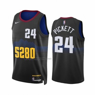 Camiseta Denver Nuggets Jalen Pickett #24 Ciudad 2023-24 Negro