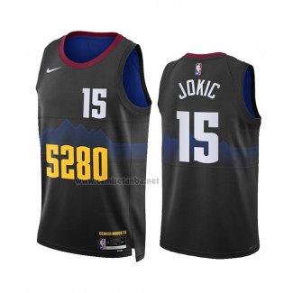 Camiseta Denver Nuggets Nikola Jokic #15 Ciudad 2023-24 Negro