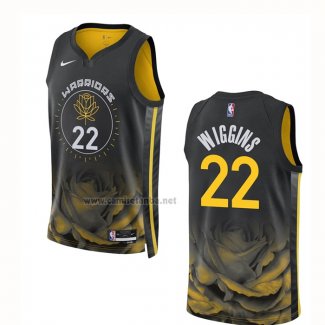 Camiseta Golden State Warriors Andrew Wiggins #22 Ciudad 2022-23 Negro