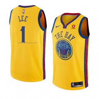 Camiseta Golden State Warriors Damion Lee #1 Ciudad 2018 Amarillo