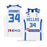 Camiseta Grecia Giannis Antetokounmpo 2019 FIBA Baketball World Cup Blanco