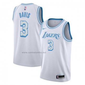 Camiseta Los Angeles Lakers Anthony Davis #3 Ciudad 2020-21 Blanco