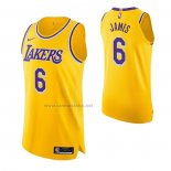 Camiseta Los Angeles Lakers LeBron James #6 Icon Autentico Amarillo