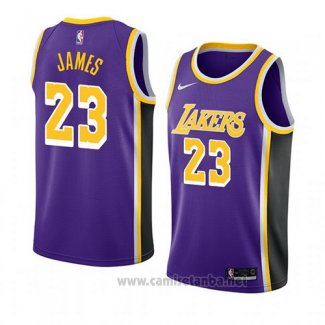 Camiseta Los Angeles Lakers Lebron James #23 Statement 2018-19 Violeta