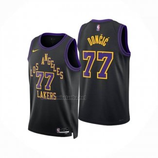 Camiseta Los Angeles Lakers Luka Doncic NO 77 Ciudad 2025-26 Negro