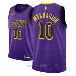 Camiseta Los Angeles Lakers Sviatoslav Mykhailiuk #10 Ciudad 2018 Violeta