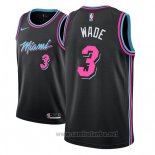 Camiseta Miami Heat Dwyane Wade #3 Ciudad 2018-19 Negro