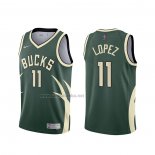 Camiseta Milwaukee Bucks Brook Lopez #11 Earned 2020-21 Verde