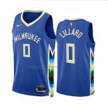 Camiseta Milwaukee Bucks Damian Lillard #0 Ciudad 2022-23 Azul