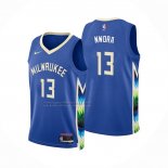 Camiseta Milwaukee Bucks Jordan Nwora #13 Ciudad 2022-23 Azul