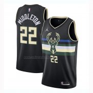 Camiseta Milwaukee Bucks Khris Middleton #22 Statement 2020-21 Negro