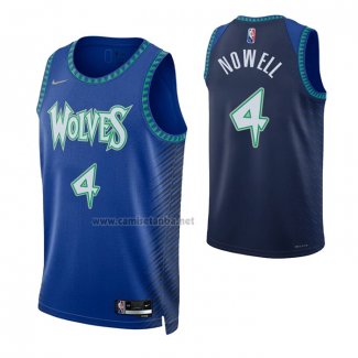 Camiseta Minnesota Timberwolves Jaylen Nowell #4 Ciudad 2021-22 Azul