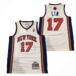 Camiseta New York Knicks Jeremy Lin NO 17 Mitchell & Ness 2011-12 Blanco