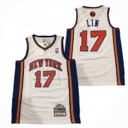 Camiseta New York Knicks Jeremy Lin NO 17 Mitchell & Ness 2011-12 Blanco