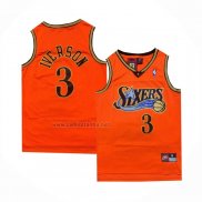 Camiseta Philadelphia 76ers Allen Iverson #3 Retro Naranja