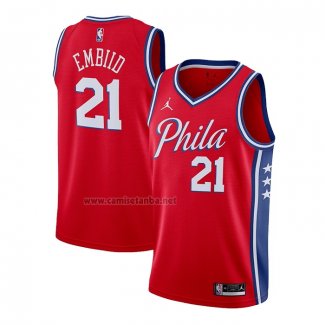 Camiseta Philadelphia 76ers Joel Embiid #21 Statement 2020-21 Rojo