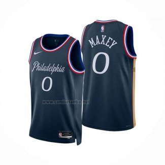 Camiseta Philadelphia 76ers Tyrese Maxey NO 0 Ciudad 2025-26 Azul