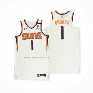 Camiseta Phoenix Suns Devin Booker #1 Association Autentico 2021 Blanco