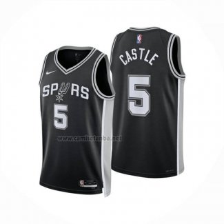 Camiseta San Antonio Spurs Stephon Castle NO 5 Icon 2024-25 Negro