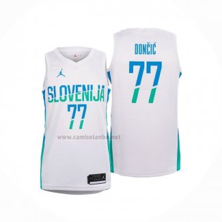 Camiseta Slovenia Luka Doncic #77 Primera Blanco