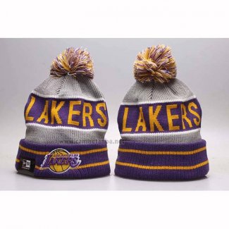 Gorro Beanie Los Angeles Lakers New Era Gris Violeta