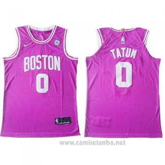 Camiseta Boston Celtics Jayson Tatum #0 Authentic Rosa