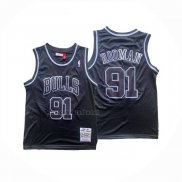 Camiseta Chicago Bulls Dennis Rodman NO 91 Mitchell & Ness 1996-97 Negro1