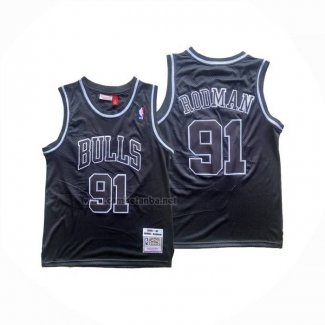 Camiseta Chicago Bulls Dennis Rodman NO 91 Mitchell & Ness 1996-97 Negro1