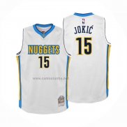 Camiseta Denver Nuggets Nikola Jokic NO 15 Mitchell & Ness 2016-17 Blanco