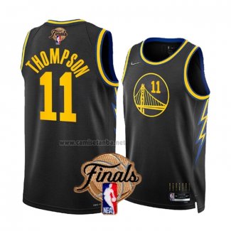 Camiseta Golden State Warriors Klay Thompson #11 Ciudad 2022 NBA Finals Negro