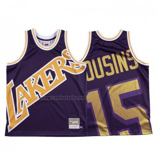 Camiseta Los Angeles Lakers Demarcus Cousins #15 Mitchell & Ness Big Face Violeta