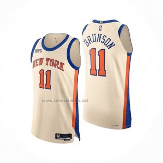Camiseta New York Knicks Jalen Brunson NO 11 Ciudad Authentic 2025-26 Crema