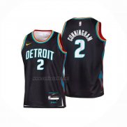 Camiseta Nino Detroit Pistons Cade Cunningham NO 2 Ciudad 2025-26 Negro