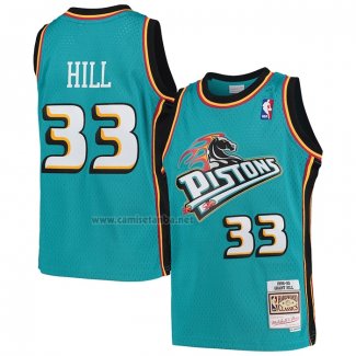 Camiseta Nino Detroit Pistons Grant Hill #33 Mitchell & Ness 1998-99 Hardwood Classics Verde