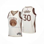 Camiseta Nino Golden State Warriors Stephen Curry NO 30 Ciudad 2025-26 Crema