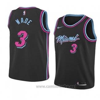 Camiseta Nino Miami Heat Dwyane Wade #3 Ciudad 2018 19 Negro