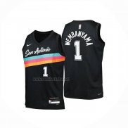 Camiseta Nino San Antonio Spurs Victor Wembanyama NO 1 Ciudad 2025-26 Negro