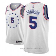 Camiseta Philadelphia 76ers Amir Johnson #5 Earned 2018-19 Gris