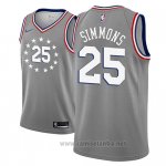 Camiseta Philadelphia 76ers Ben Simmons #25 Ciudad 2018-19 Gris
