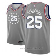 Camiseta Philadelphia 76ers Ben Simmons #25 Ciudad 2018-19 Gris