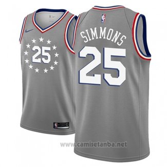 Camiseta Philadelphia 76ers Ben Simmons #25 Ciudad 2018-19 Gris